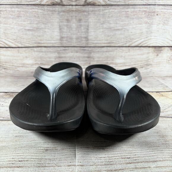 OOFOS Womens Size 10 Oolala Luxe Sandals Midnight Spectre Flip Flops - Picture 2 of 12